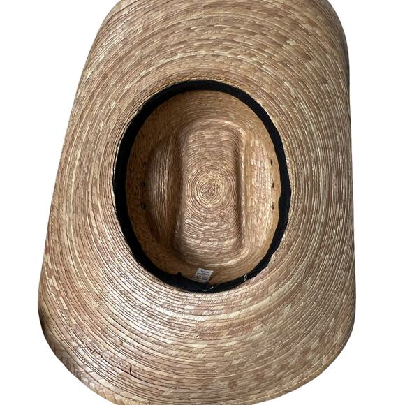 Authentic Carlos Hats Palm Leaf Cowboy Western Hat Black Leather Band One Size - Picture 8 of 15